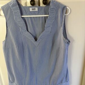 Cute cotton pop over top. Blue and white stripe.
